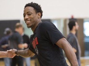 Toronto Raptor DeMar DeRozan at practice at the BioSteel, in Toronto, Ont. on Tuesday October 17, 2017.