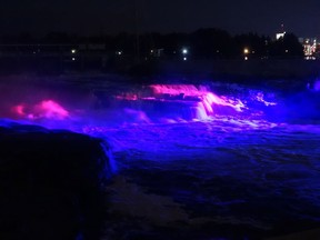 This is an artist's rendering of what the Chaudiere Falls will look like when they are illuminated in the show called Miwate, which is part of Canada's 150th birthday celebrations. Lights will illuminate the falls and there will be a soundscape as part of the free show that starts Oct. 6.