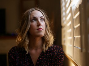 ***FREELANCE PHOTO - POSTMEDIA NETWORK USE ONLY*** STONEY CREEK, APRIL 20, 2017 - MIGRAINES - Crystal Kerr who says light was always a main trigger for her migraine headaches, poses in her Stoney Creek home on April 20. Kerr has been suffering from migraine headaches since she was a young child. Two years ago she started on a treatment of botox injections given once every 12 weeks. The regiment of 31 injections to various muscle groups all over her body has all but stopped the once debilitating migraine attacks.  Glenn Lowson photo for National Post