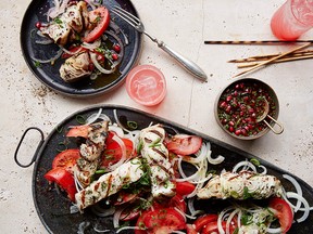 Baku Fish Kebabs from Naomi Duguid's award-winning book Taste of Persia (Artisan) are pictured.