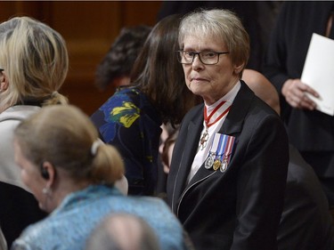 Canada's first female astronaut, Roberta Bondar, takes her seat as guests arrive for the installation ceremony of Canada's next Governor General, Julie Payette, in Ottawa on Monday, October 2, 2017. Payette, herself an astronaut who made two trips to the International Space Station, will be installed as Canada's 29th Governor General.