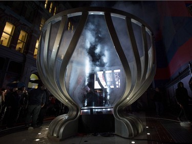 Lord Stanley's Gift Monument is seen on Sparks Street after it was unveiled on Saturday. The monument marks the 125th anniversary of the Stanley Cup, a trophy awarded to Canada's top-ranking amateur hockey club by Governor General Frederick Arthur Stanley, and later adopted as the championship prize of the National Hockey League. THE CANADIAN PRESS/Justin Tang