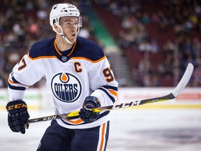 Connor McDavid Edmonton Oilers' Connor McDavid skates during the first period of a preseason NHL hockey game against the Vancouver Canucks in Vancouver, B.C., on Saturday September 30, 2017. In the space of one year, the Edmonton Oilers have gone from the NHL's punch line franchise to Canada's best hope to bring the Stanley Cup north of the border. THE CANADIAN PRESS/Darryl Dyck ORG XMIT: CPT501 EDS NOTE A FILE PHOTO DARRYL DYCK,