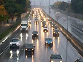 Eastbound Qway traffic Tuesday morning as seen from Parkdale overpass. 
Wayne Cuddington