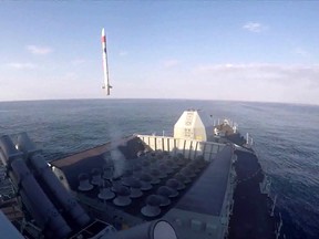 The Royal Navy successfully conducted the first test firing of the new Sea Ceptor air defence system from Type 23 frigate HMS Argyll whilst off the coast of Scotland. (mbda)