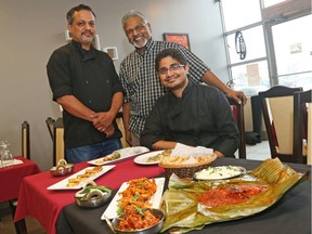 Flavours of Kerala restaurant chef Teegavarapu Sarath Mohan (R), Anil Nair and chef Benny Vadakkan (L).