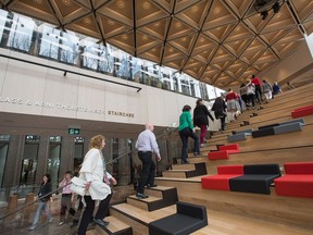 Guests at a sneak peek tour of the National Arts Centre's renovation.