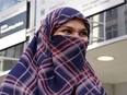 Zunera Ishaq pauses outside the federal court in Ottawa in 2015. She wanted to wear the niqab while taking her citizenship oath.