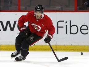 Senators defenceman Chris Wideman, seen here during practice this week, played nearly 20 minutes in the season opener against the Capitals on Thursday.  Tony Caldwell/Postmedia