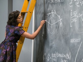 NASA mathematician Katherine Johnson is depicted by Taraji P. Henson in the film Hidden Figures.