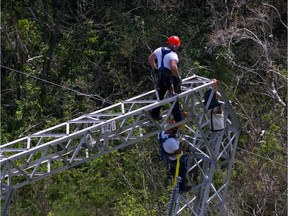 FILE - In this Oct. 15, 2017, file photo, Whitefish Energy Holdings workers restore power lines damaged by Hurricane Maria in Barceloneta, Puerto Rico. The Federal Emergency Management Agency said Oct. 27, it had no involvement in the decision to award a $300 million contract to help restore Puerto Rico's power grid to a tiny Montana company in Interior Secretary Ryan Zinke's hometown. FEMA said in a statement that any language in the controversial contract saying the agency approved of the deal with Whitefish Energy Holdings is inaccurate. (AP Photo/Ramon Espinosa, File) ORG XMIT: WX101

A OCT. 15, 2017, FILE PHOTO
Ramon Espinosa, AP