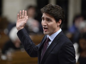 Prime Minister Justin Trudeau rises during question period in the House of Commons on Parliament Hill in Ottawa on Tuesday, Oct. 24, 2017.