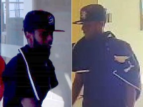 Ottawa police have arrested and charged an Ottawa man in relation to a September bank robbery in the Trainyards shopping complex. They are still seeking two more suspects, pictured above.