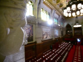 A view from above of the Senate chamber. Will senators hold a final vote anytime this year on changes to the lyrics of O Canada?