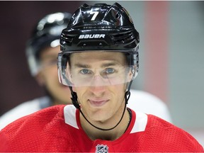 Kyle Turris on the ice as the Ottawa Senators continue to practice at the Canadian Tire Centre during training camp.