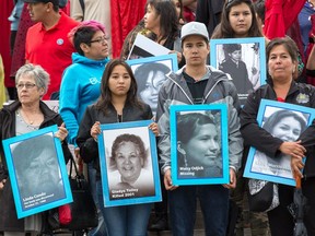 Families of missing and murdered indigenous women on the steps of Parliament Hill during the 12th annual gathering of the Families of Sisters in Spirit, a group that formed to draw attention to murdered and missing indigenous women.  Photo Wayne Cuddington/ Postmedia
Wayne Cuddington, Postmedia