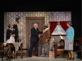 Actors left to right: Valerie Jorgensen, Ric O'Dell, Rob Sheldrick and Tracey Byers-Reid in a dress rehearsal for the one-act play Still Stands the House.