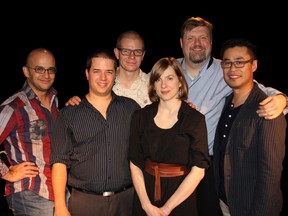 Toronto drummer Ernesto Cervini's group Turboprop, which includes, left to right, pianist Adrean Farrugia, Cervini, bassist Dan Loomis, alto saxophonist Tara Davidson, tenor saxophonist Joel Frahm and trombonist William Carn.