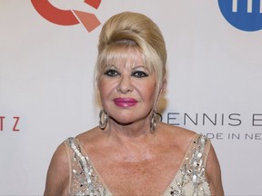 FILE - In this May 9, 2016 file photo, Ivana Trump, ex-wife of President Donald Trump, attends the Fashion Institute of Technology Annual Gala benefit in New York. A new book from Donald Trump's first wife pulls back the curtain on a tumultuous period of the president's life, including the messy divorce that was splashed across New York's tabloids for weeks. Ivana Trump, who was married to the real estate magnate from 1977 - 1992, writes in her new book entitled "Raising Trump" that she knew her marriage was over soon after a day in December 1989. (Photo by Michael Zorn/Invision/AP, File)