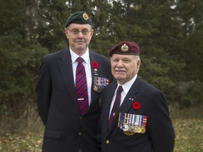 Ed Story, left, and his father, Ralph, will parade together for the first time this Remembrance Day, at the National War Memorial.