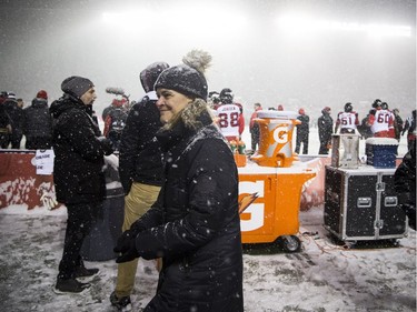 Governor General Julie Payette makes her way along the sidelines before the 2017 Grey Cup at TD Place between the Calgary Stampeders and Toronto Argonauts.