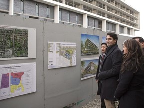 Prime Minister Justin Trudeau visits a housing development in Toronto's Lawrence Heights neighbourhood.