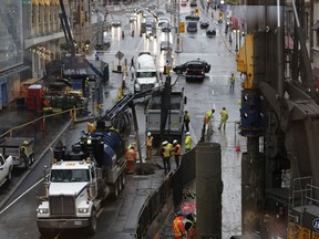 Another hole opened up on Rideau Street just east of Sussex Drive on Thursday, Nov 2, 2017. A huge sinkhole opened in June 2016.