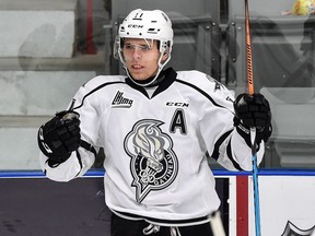 Gatineau Olympiques v Blainville-Boisbriand Armada BOISBRIAND, QC - NOVEMBER 04: Vitalii Abramov #11 of the Gatineau Olympiques celebrates his first period goal against the Blainville-Boisbriand Armada during the QMJHL game at Centre d'Excellence Sports Rousseau on November 4, 2017 in Boisbriand, Quebec, Canada. (Photo by Minas Panagiotakis/Getty Images) Minas Panagiotakis, Getty Images