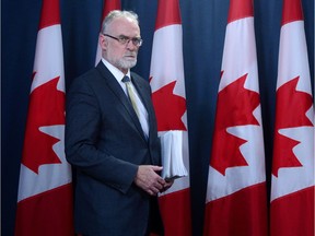 Auditor General Michael Ferguson arrives to hold a press conference at the National Press Theatre in Ottawa on Tuesday Nov. 21, 2017, regarding his 2017 Fall Report. THE CANADIAN PRESS/Sean Kilpatrick ORG XMIT: SKP101
Sean Kilpatrick,