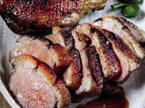 A maple-garlic marinade accents duck in this easy recipe from a new cookbook about indigenous fusion cuisine. Credit: Douglas & McIntyre 1129 food solution - six o'clock solution column by Julian Armstrong Michael Kohn