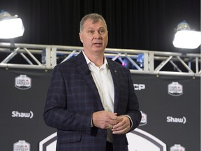 CFL Commissioner Randy Ambrosie speaks with the media during his State of the League address Friday November 24, 2017 in Ottawa.