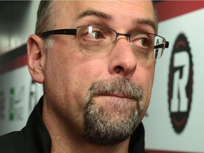 Redblacks general manager Marcel Desjardins addresses reporters at TD Place stadium on Tuesday.