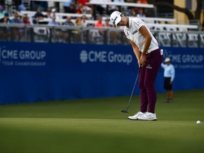 Sung Hyun Park putts on the 18th green during the second round of the CME Group Tour Championship golf tournament at Tiburon Golf Club, Friday, Nov. 17, 2017 in Naples, Fla. (Luke Franke/Naples Daily News via AP)