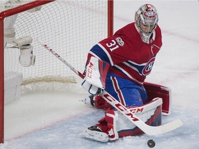 Canadiens goalie Carey Price makes a save during the second period of Monday night's game against the Blue Jackets in Montreal. THE CANADIAN PRESS/Graham Hughes