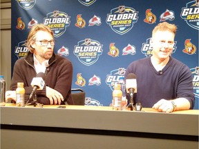 Press conference in Sweden with Alfredsson and Forsberg.