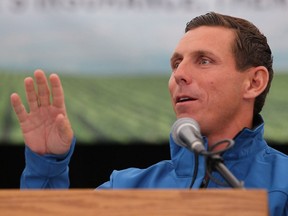 Ontario Progressive Conservative Leader Patrick Brown speaks on the opening day of the International Plowing Match in Walton, Ont. on Tuesday, Sept. 19, 2017. His party, if it's going to unseat the Liberals, needs to come up with some ideas this weekend, writes Randall Denley. THE CANADIAN PRESS/Dave Chidley