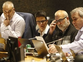 Ottawa councillors Tobi Nussbaum, Catherine McKenny, Jeff Leiper and Riley Brockington during final submissions to the Planning Committee on the Sally Ann expansion plan in Vanier at Ottawa City Hall in Ottawa Ontario Friday Nov 17, 2017.