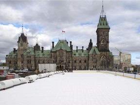 Boards are in place as construction continues at the skating rink on Parliament Hill, in Ottawa on Monday, Nov. 6, 2017. Heritage Canada has partnered with the Ottawa Senators and Bell Capital Cup to build the first NHL-sized skating rink on Parliament Hill as part of the closing events for Canada 150 celebrations. THE CANADIAN PRESS/Justin Tang ORG XMIT: JDT119
Justin Tang,