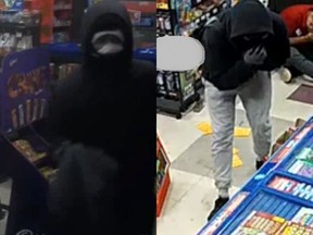 Security camera composite of suspects in east end convenience store robbery,