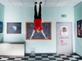 Museum host Claudia Lafreniere Brunet experiences the Gravity Room where visitors are encouraged to take a photo and then turn the photo upside down so it looks like they are falling as the newly renovated Canada Science and Technology Museum.