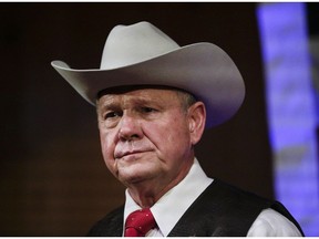 Former Alabama chief justice and U.S. Senate candidate Roy Moore speaks at a rally, in Fairhope, Ala. earlier this fall.