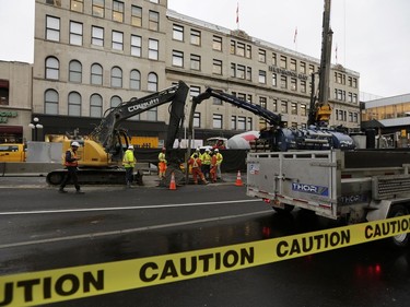Another sinkhole has opened up on Rideau Street just east of Sussex Drive, in Ottawa on Thursday, Nov 2, 2017.