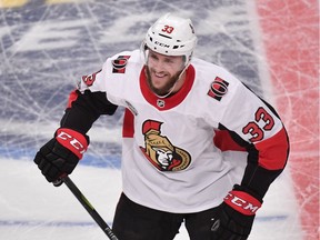 Ottawa defenceman Fredrik Claesson rejoices after scoring his team's first goal in Friday's game against Colorado with family and friends in the stands. Erik Simander/TT via AP