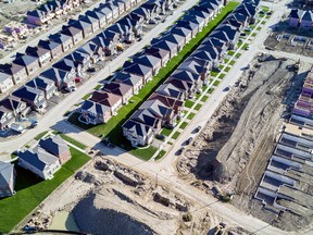 Homes under construction in Brampton, Ontario.