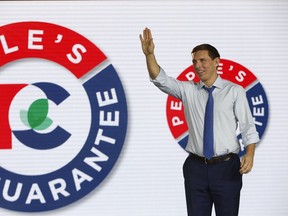 Ontario PC leader Patrick Brown speaks to party members at their policy conference at the Toronto Congress Centre. He outlined his party's promise for next year's provincial election in Toronto, Ont. on Saturday November 25, 2017.