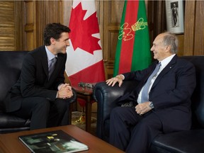 Prime Minister Justin Trudeau meets with the Aga Khan in May 2016.