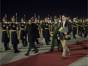 Prime Minister Justin Trudeau arrives in Beijing, China, on Sunday, Dec. 3, 2017.