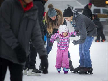 Providing some help on the ice was part of the holiday spirit on display for the Mayor's 17th Annual Christmas Celebration on Saturday.   Ashley Fraser/Postmedia