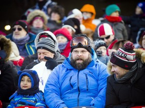 Fans were well bundled Sunday during the outdoor game of the Gatineau Olympiques against the Ottawa 67's at TD Place. Temperatures never budged above -14 C. Expect warmer weather by Tuesday, but a risk of freezing rain arrives with it.
