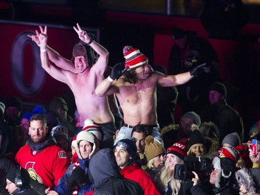 Bryan Adams performed at the second intermission of the Ottawa Senators and the Montreal Canadiens NHL 100 Classic game in Ottawa on Saturday December 16, 2017 at TD Place. Fans braved the cold and bared their chests during the performance.    Ashley Fraser/Postmedia